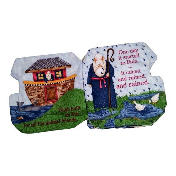 Noah’s Ark Fabric Cloth Baby Book Handmade Vintage Infant Gift VTG Debbie Mumm - Picture 2 of 8